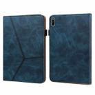 For Huawei MatePad 10.8 (2021) Solid Color Embossed Striped Leather Case(Blue) - 1