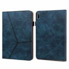 For Huawei MatePad 11 (2021) Solid Color Embossed Striped Leather Case(Blue) - 1