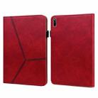 For Huawei MatePad 11 (2021) Solid Color Embossed Striped Leather Case(Red) - 1