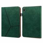 For Huawei MatePad 11 (2021) Solid Color Embossed Striped Leather Case(Green) - 1