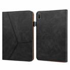 For Huawei MatePad 11 (2021) Solid Color Embossed Striped Leather Case(Black) - 1