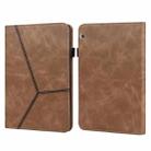 For Huawei MediaPad T5 Solid Color Embossed Striped Leather Case(Brown) - 1