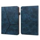 For Huawei MediaPad T5 Solid Color Embossed Striped Leather Case(Blue) - 1