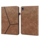 For Lenovo Legion Y700 Solid Color Embossed Striped Leather Case(Brown) - 1