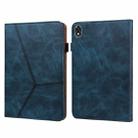 For Lenovo Legion Y700 Solid Color Embossed Striped Leather Case(Blue) - 1