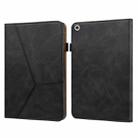 For Lenovo Tab M10 10.1 inch Solid Color Embossed Striped Leather Case(Black) - 1