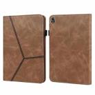 For Lenovo Tab K10 / M10 Plus / M10 FHD Plus Solid Color Embossed Striped Leather Case(Brown) - 1