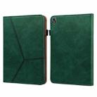 For Lenovo Tab K10 / M10 Plus / M10 FHD Plus Solid Color Embossed Striped Leather Case(Green) - 1