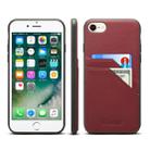 For iPhone 7 / 8 Denior V1 Luxury Car Cowhide Leather Protective Case with Double Card Slots(Dark Red) - 1