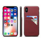 For iPhone X / XS Denior V1 Luxury Car Cowhide Leather Protective Case with Double Card Slots(Dark Red) - 1