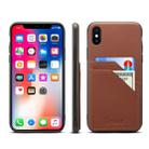 For iPhone X / XS Denior V1 Luxury Car Cowhide Leather Protective Case with Double Card Slots(Brown) - 1