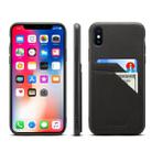 For iPhone XR Denior V1 Luxury Car Cowhide Leather Protective Case with Double Card Slots(Black) - 1