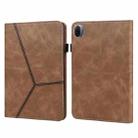 For Xiaomi Pad 5 / Pad 5 Pro Solid Color Embossed Striped Leather Case(Brown) - 1