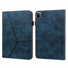 For Xiaomi Pad 5 / Pad 5 Pro Solid Color Embossed Striped Leather Case(Blue) - 1