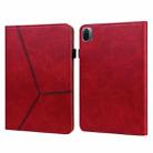 For Xiaomi Pad 5 / Pad 5 Pro Solid Color Embossed Striped Leather Case(Red) - 1