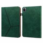 For Xiaomi Pad 5 / Pad 5 Pro Solid Color Embossed Striped Leather Case(Green) - 1