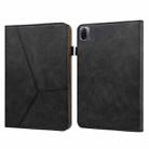 For Xiaomi Pad 5 / Pad 5 Pro Solid Color Embossed Striped Leather Case(Black) - 1