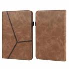 For Amazon Paperwhite 5 2021 Solid Color Embossed Striped Leather Case(Brown) - 1