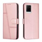 For vivo Y33s / Y21 2021 / Y21s Stitching Calf Texture Buckle Leather Phone Case(Pink) - 1