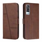 vivo Y51 2020/Y51 2020 December/Y31 2020/Y51a Stitching Calf Texture Buckle Leather Phone Case(Brown) - 1