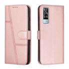 vivo Y51 2020/Y51 2020 December/Y31 2020/Y51a Stitching Calf Texture Buckle Leather Phone Case(Pink) - 1