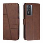 For vivo Y76 / Y76s Stitching Calf Texture Buckle Leather Phone Case(Brown) - 1