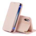 For iPhone XS / X DUX DUCIS Skin X Series PU + TPU Horizontal Flip Leather Case with Holder & Card Slot(Pink) - 1