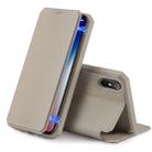 For iPhone XS / X DUX DUCIS Skin X Series PU + TPU Horizontal Flip Leather Case with Holder & Card Slot(Gold) - 1