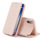 For iPhone XS Max DUX DUCIS Skin X Series PU + TPU Horizontal Flip Leather Case with Holder & Card Slot(Pink) - 1