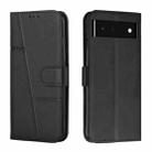 For Google Pixel 6 Stitching Calf Texture Buckle Leather Phone Case(Black) - 1