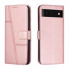 For Google Pixel 6 Stitching Calf Texture Buckle Leather Phone Case(Pink) - 1