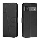 For Google Pixel 6 Pro Stitching Calf Texture Buckle Leather Phone Case(Black) - 1