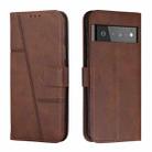 For Google Pixel 6 Pro Stitching Calf Texture Buckle Leather Phone Case(Brown) - 1