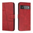 For Google Pixel 6 Pro Stitching Calf Texture Buckle Leather Phone Case(Red) - 1