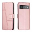For Google Pixel 6 Pro Stitching Calf Texture Buckle Leather Phone Case(Pink) - 1