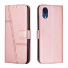 For Samsung Galaxy A03 Core Stitching Calf Texture Buckle Leather Phone Case(Pink) - 1