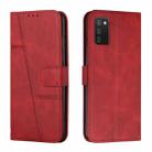 For Samsung Galaxy A03s 164mm Stitching Calf Texture Buckle Leather Phone Case(Red) - 1