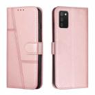 For Samsung Galaxy A03s 164mm Stitching Calf Texture Buckle Leather Phone Case(Pink) - 1