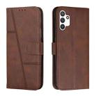 For Samsung Galaxy A13 4G Stitching Calf Texture Buckle Leather Phone Case(Brown) - 1