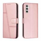 For Samsung Galaxy A13 5G Stitching Calf Texture Buckle Leather Phone Case(Pink) - 1