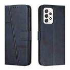 For Samsung Galaxy A73 5G Stitching Calf Texture Buckle Leather Phone Case(Blue) - 1