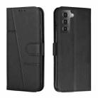 For Samsung Galaxy S22 5G Stitching Calf Texture Buckle Leather Phone Case(Black) - 1