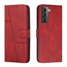 For Samsung Galaxy S22+ 5G Stitching Calf Texture Buckle Leather Phone Case(Red) - 1