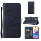 For Xiaomi Redmi Note 10 5G/Note 10T/Poco M3 Pro 5G Stitching Calf Texture Buckle Leather Phone Case(Blue) - 1