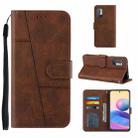 For Xiaomi Redmi Note 10 5G/Note 10T/Poco M3 Pro 5G Stitching Calf Texture Buckle Leather Phone Case(Brown) - 1