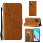 For Xiaomi Redmi 10 Stitching Calf Texture Buckle Leather Phone Case(Yellow) - 1