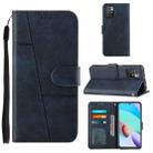 For Xiaomi Redmi 10 Stitching Calf Texture Buckle Leather Phone Case(Blue) - 1