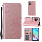 For Xiaomi Redmi 10 Stitching Calf Texture Buckle Leather Phone Case(Pink) - 1