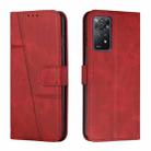 For Xiaomi Redmi Note 11 Pro Foreign Version Stitching Calf Texture Buckle Leather Phone Case(Red) - 1