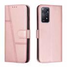 For Xiaomi Redmi Note 11 Pro Foreign Version Stitching Calf Texture Buckle Leather Phone Case(Pink) - 1